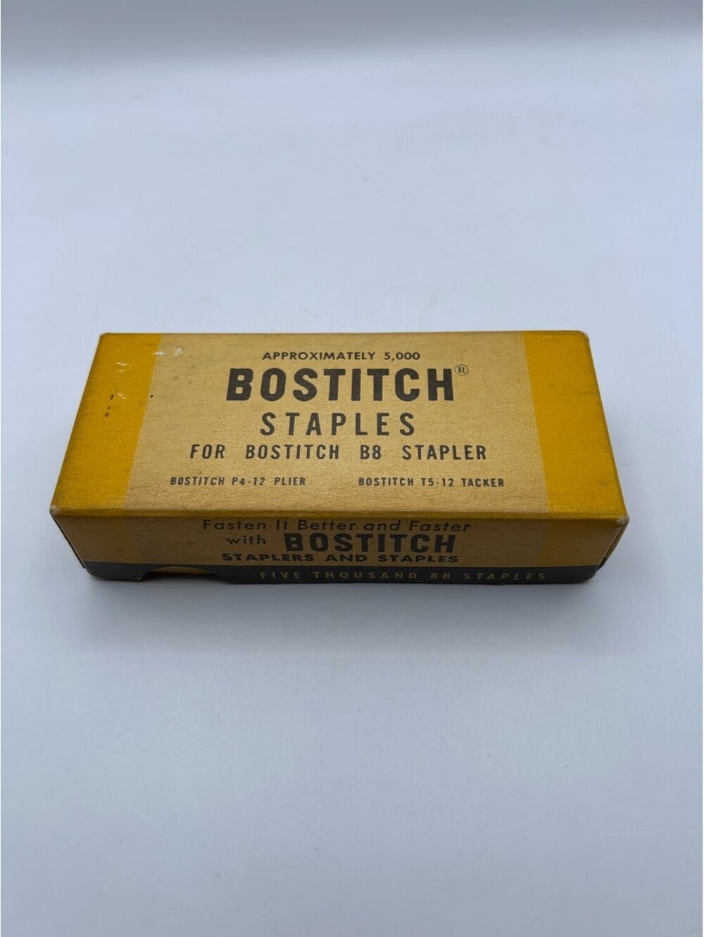 Bostitch B8 Staples 5000 Count Yellow mid-century P4-12 plier and T5-12 tacker